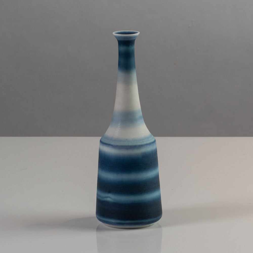 Gunnar Nylund for Rörstrand, Sweden, stoneware cabinet vase with blue and white stripes K2641