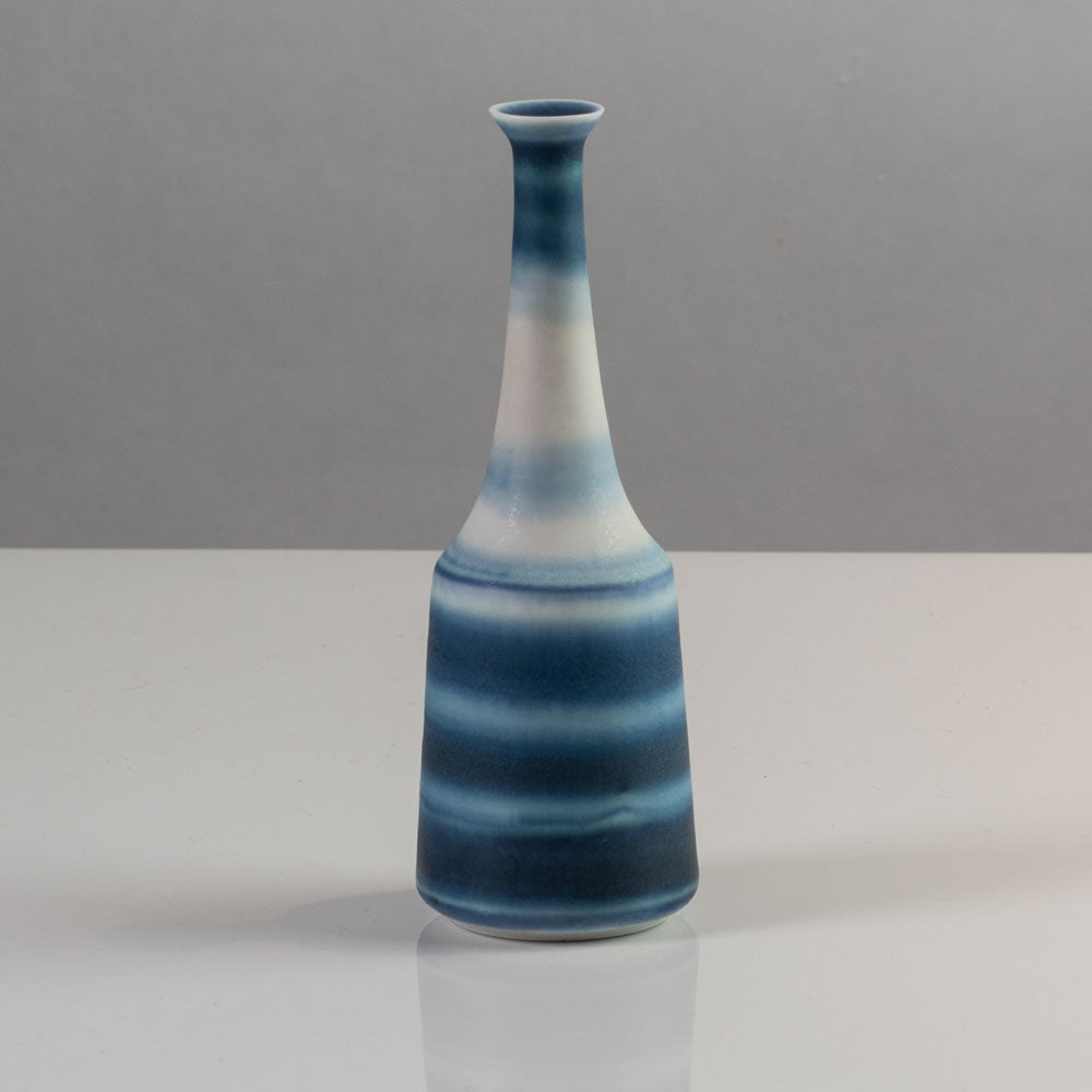 Gunnar Nylund for Rörstrand, Sweden, stoneware cabinet vase with blue and white stripes K2641