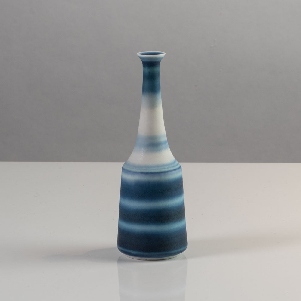 Gunnar Nylund for Rörstrand, Sweden, stoneware cabinet vase with blue and white stripes K2641