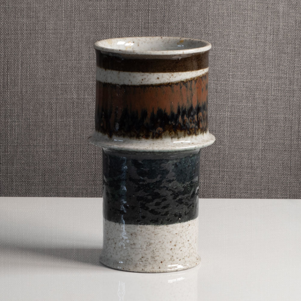 Inger Persson for Rorstrand, Sweden, stoneware vase with brown, black and cream glaze L3373