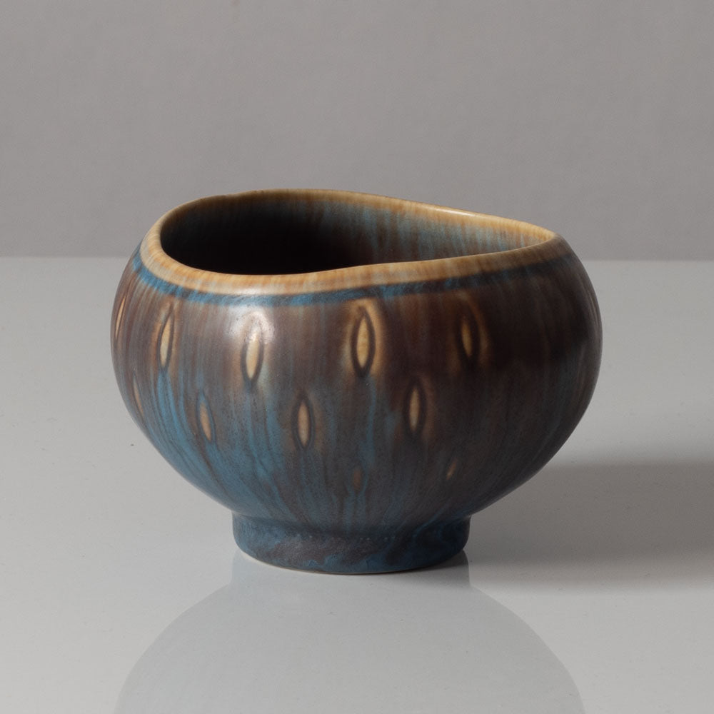 Gunnar Nylund for Rörstrand, Sweden, ceramic bowl with blue and brown glaze K2476