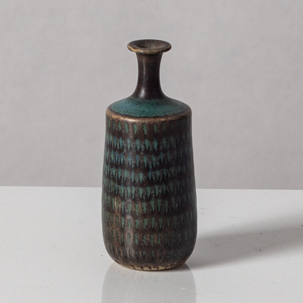 Stig Lindberg for Gustavsberg, Sweden, miniature stoneware vase with turquoise glaze J1154