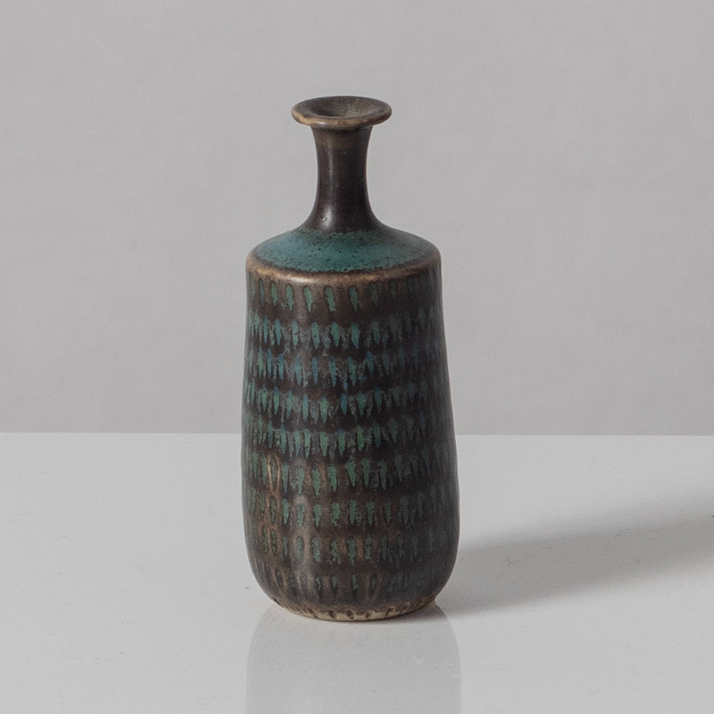 Stig Lindberg for Gustavsberg, Sweden, miniature stoneware vase with turquoise glaze J1154
