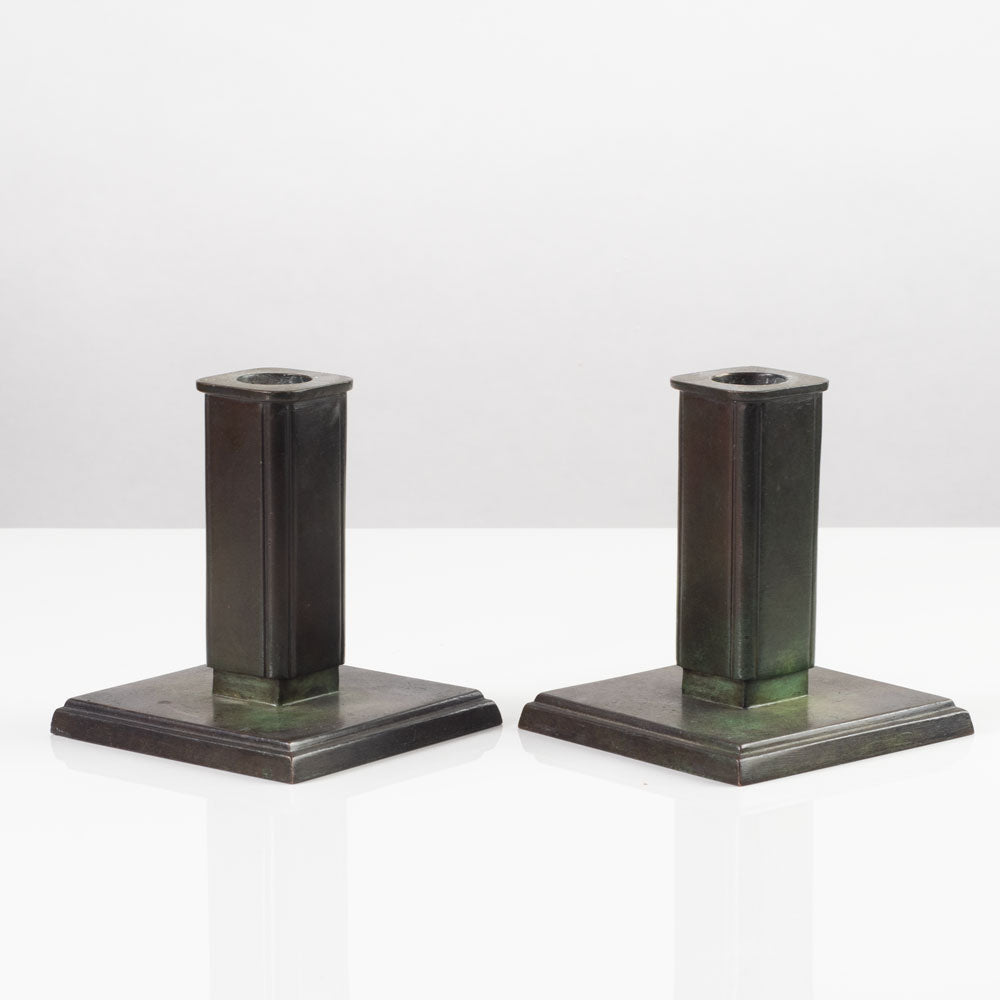 Just Andersen for GAB, Sweden, pair of bronze candlesticks K2593