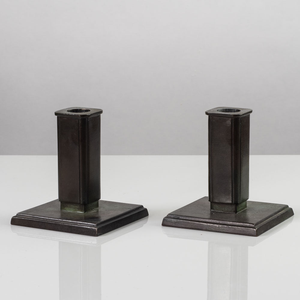 Just Andersen for GAB, Sweden, pair of bronze candlesticks K2593
