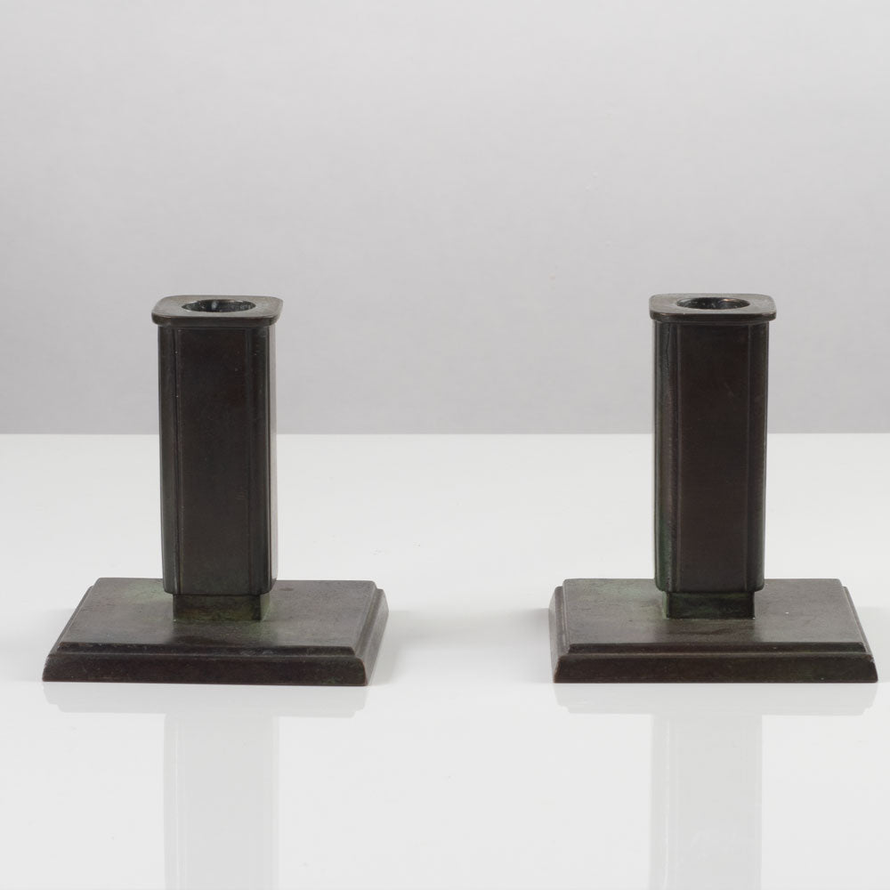 Just Andersen for GAB, Sweden, pair of bronze candlesticks K2593