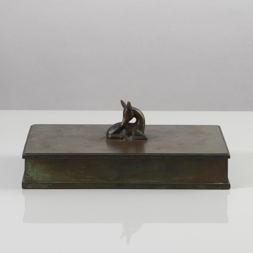 Sune Backstroms, Sweden, bronze lidded box with deer handle K2844