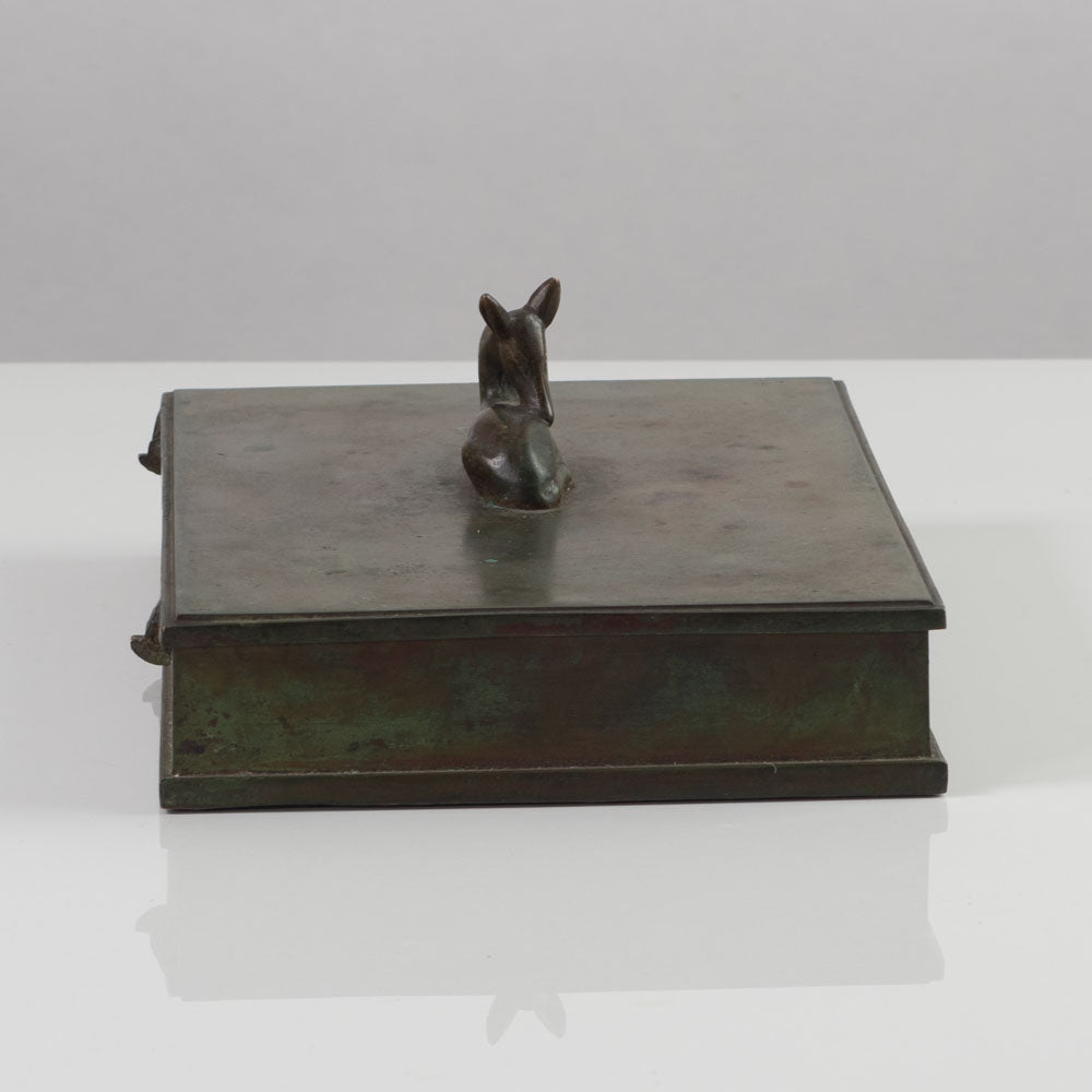 Sune Backstroms, Sweden, bronze lidded box with deer handle K2844