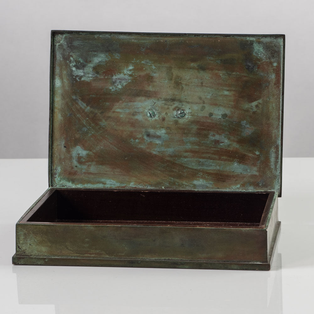 Sune Backstroms, Sweden, bronze lidded box with deer handle K2844