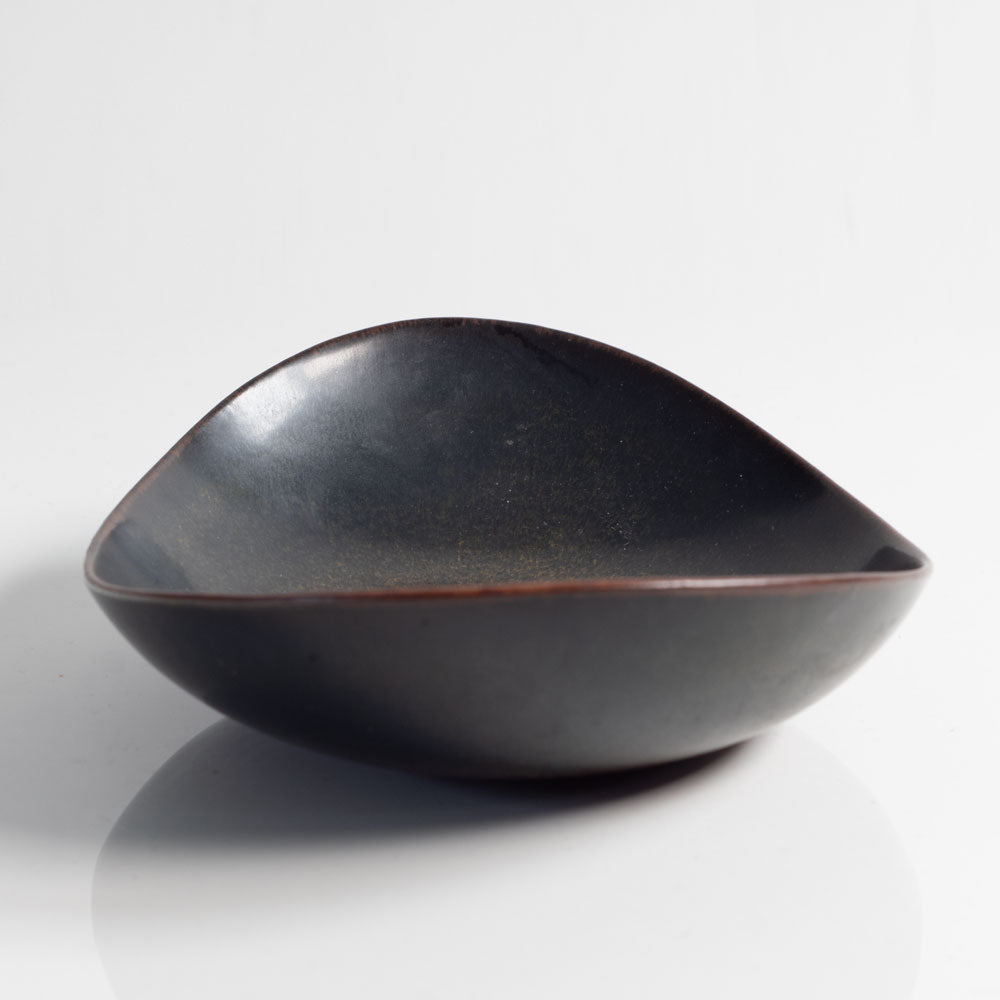 Carl Harry Stålhane for Rörstrand, Sweden, stoneware bowl with matte black and red glaze M4100