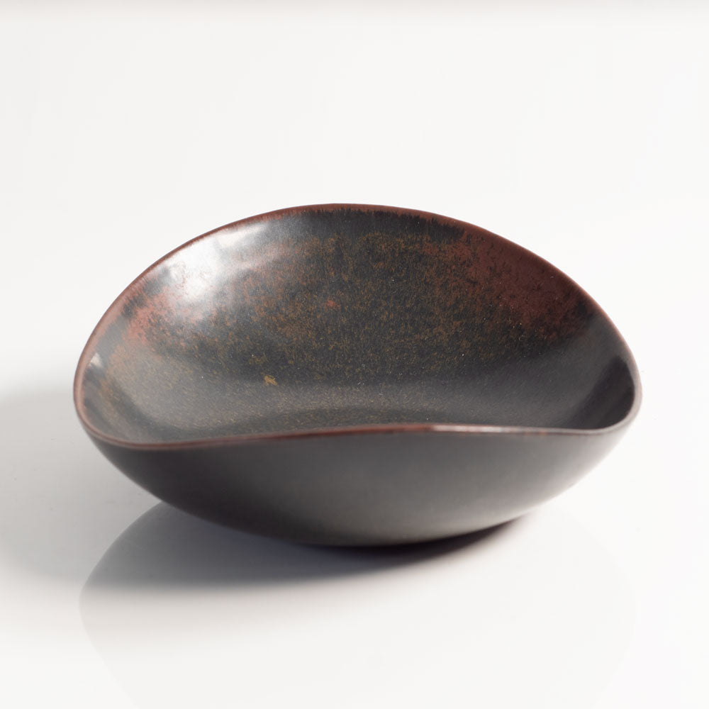 Carl Harry Stålhane for Rörstrand, Sweden, stoneware bowl with matte black and red glaze M4100