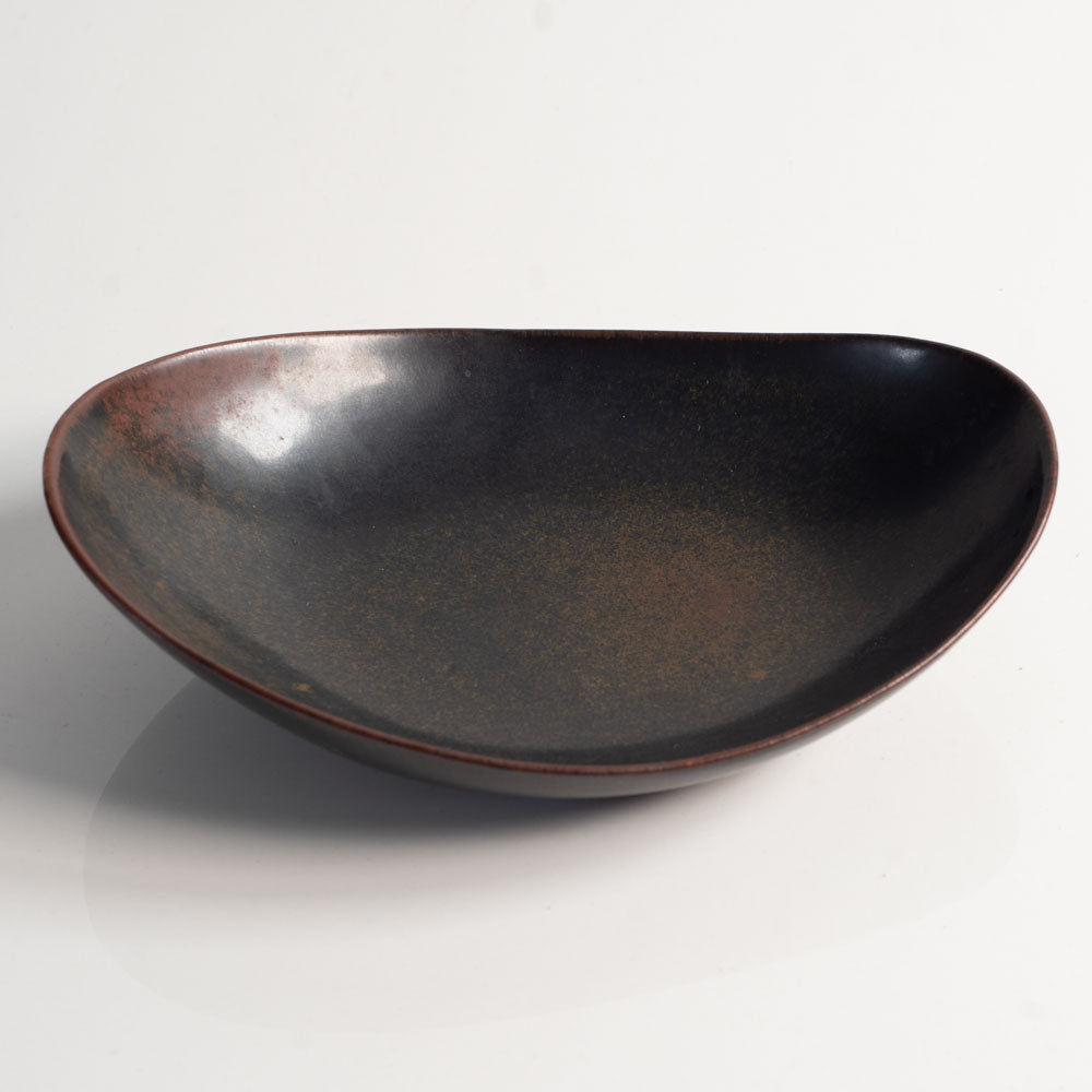 Carl Harry Stålhane for Rörstrand, Sweden, stoneware bowl with matte black and red glaze M4100