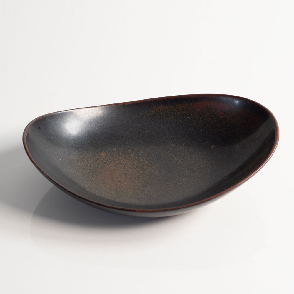 Carl Harry Stålhane for Rörstrand, Sweden, stoneware bowl with matte black and red glaze M4100