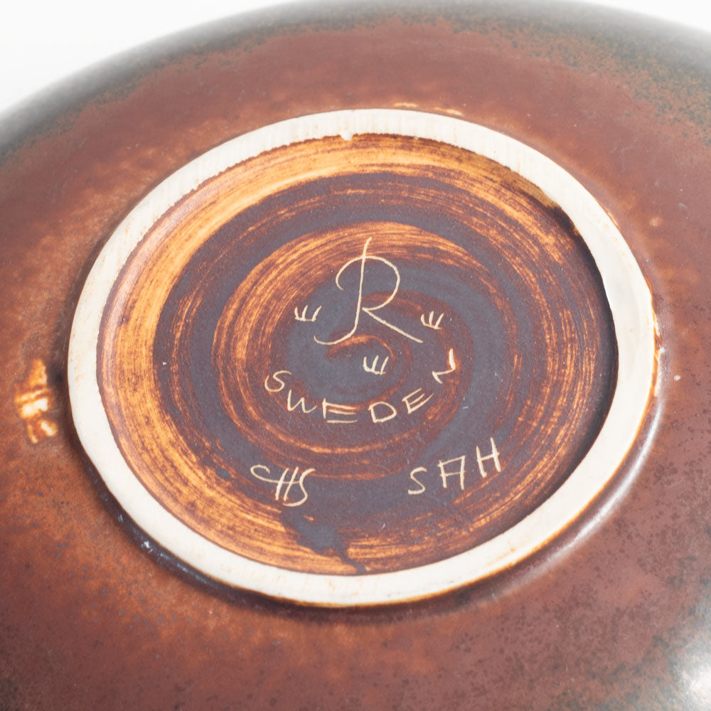 Carl Harry Stålhane for Rörstrand, Sweden, stoneware bowl with matte black and red glaze M4100