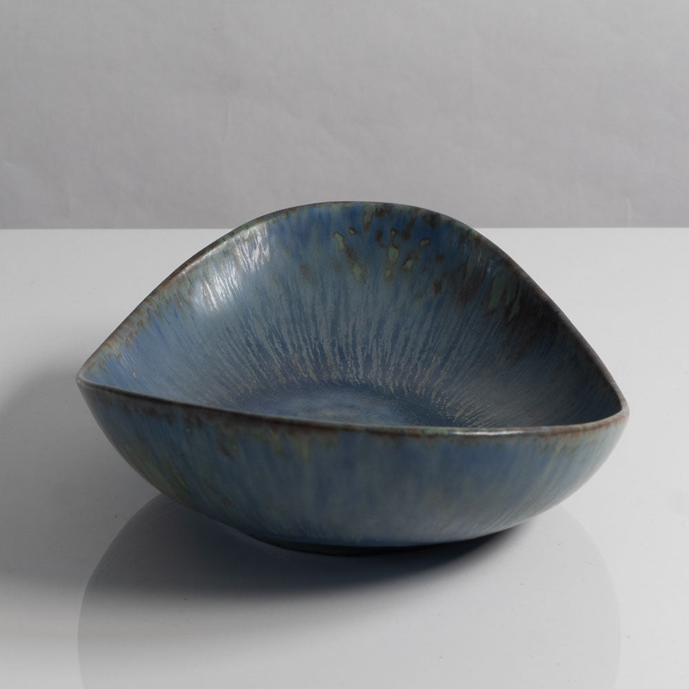 Carl Harry Stålhane for Rörstrand, Sweden, large stoneware bowl with matte blue and green glaze M4107