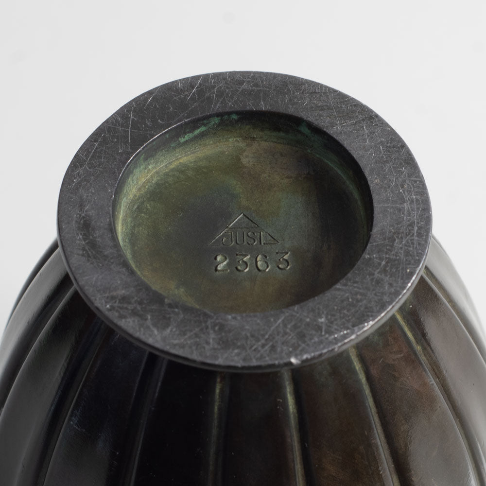 Just Andersen, Denmark, fluted disko metal vase, 1930s H1043