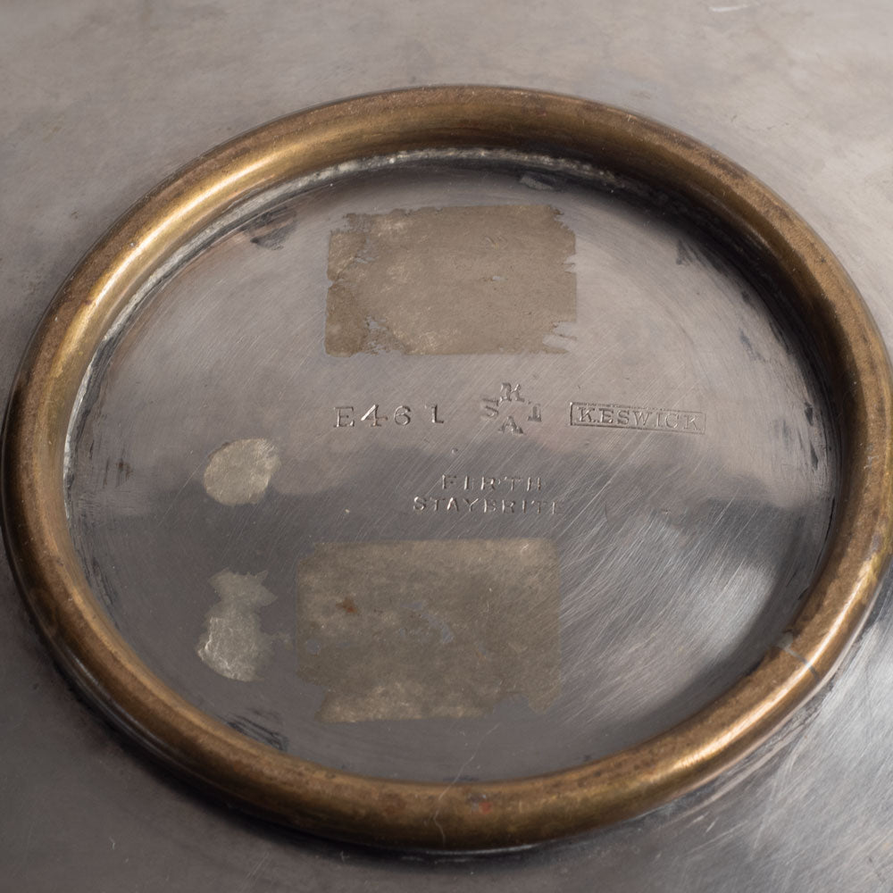 Shallow stainless steel bowl for Keswick School of Industrial Art, UK, L3449