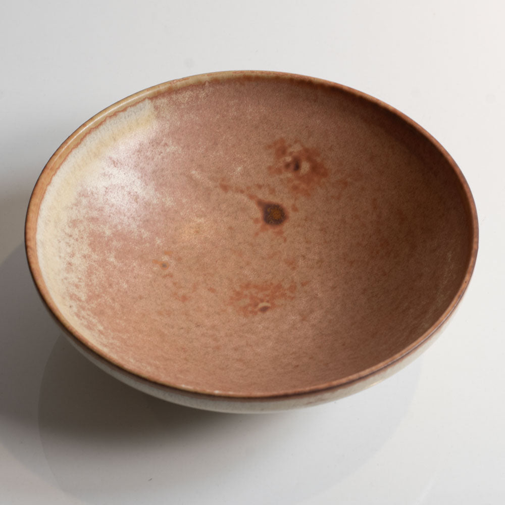 Nils Thorsson for Royal Copenhagen, Denmark, stoneware bowl with pink and white glaze L3399