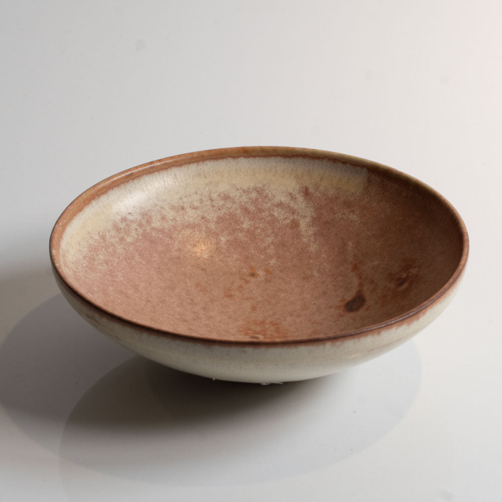Nils Thorsson for Royal Copenhagen, Denmark, stoneware bowl with pink and white glaze L3399