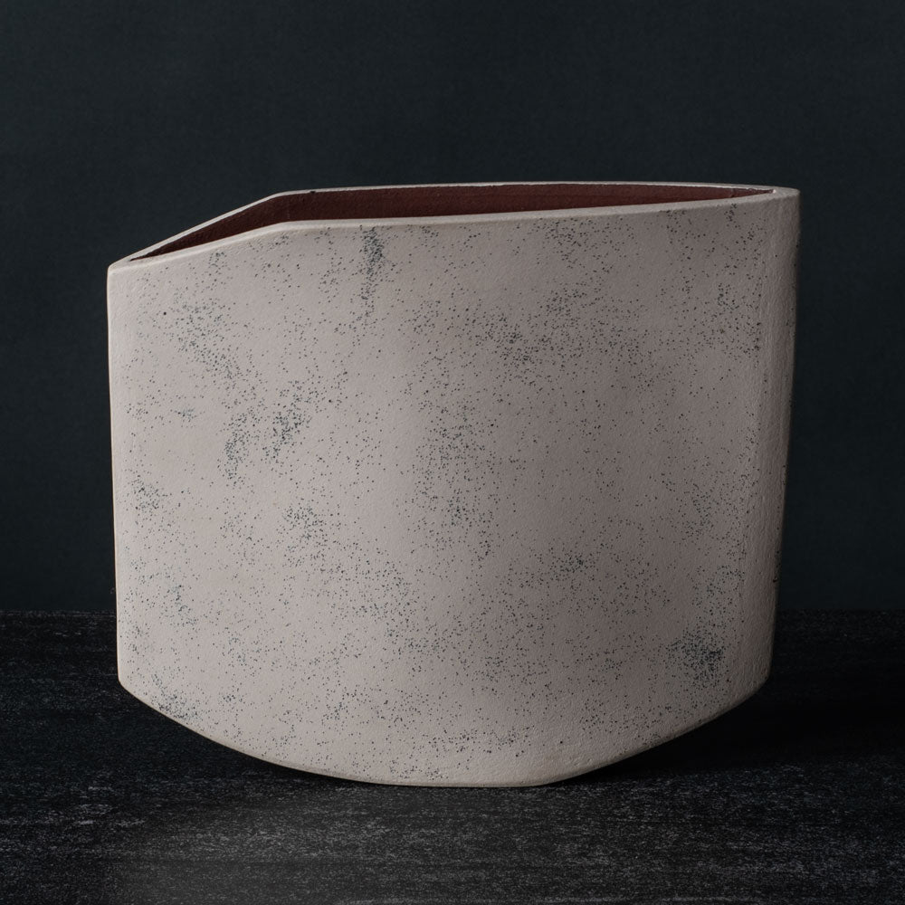 Val Barry, own studio, UK, unique stoneware flattened vase G9284