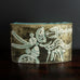 Gilbert Portanier, France, multi-opening ceramic vase with turquoise glaze and sgraffito illustration H1573