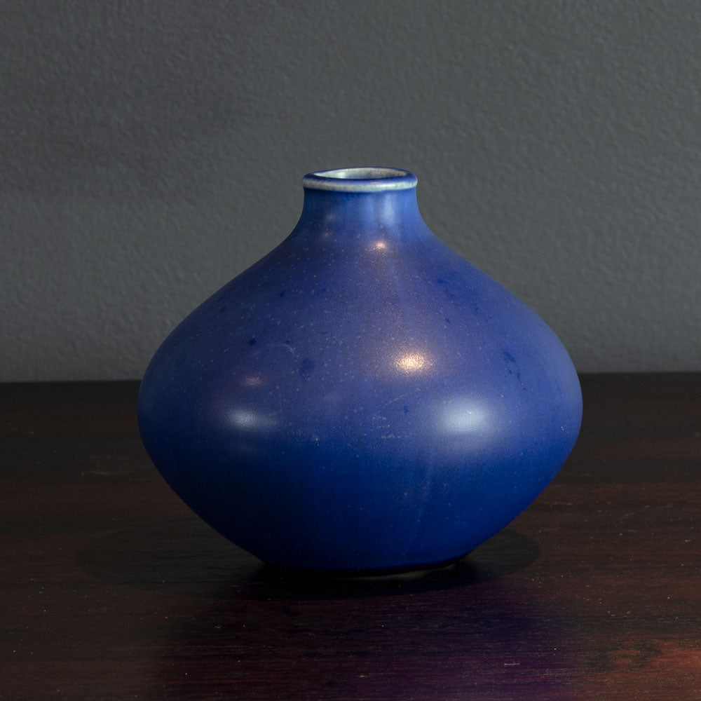 Stig Lindberg for Gustavsberg, "Vitrin" stoneware vase with blue matte glaze H1655