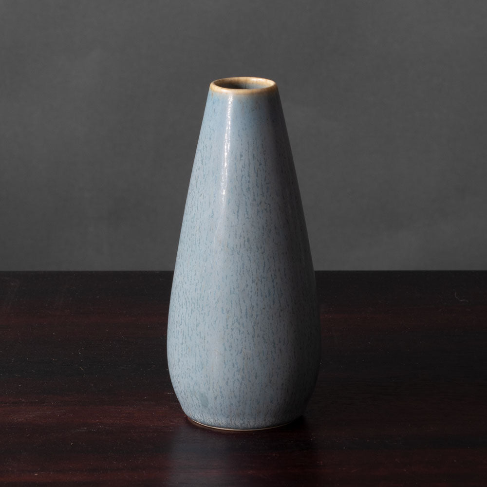 Per Linneman Schmidt for Palshus, Denmark, stoneware vase with pale blue haresfur glaze K2509