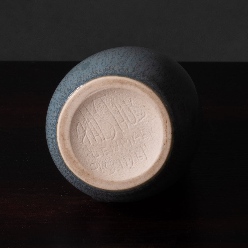 Per Linneman Schmidt for Palshus, Denmark, stoneware vase with pale blue haresfur glaze K2509