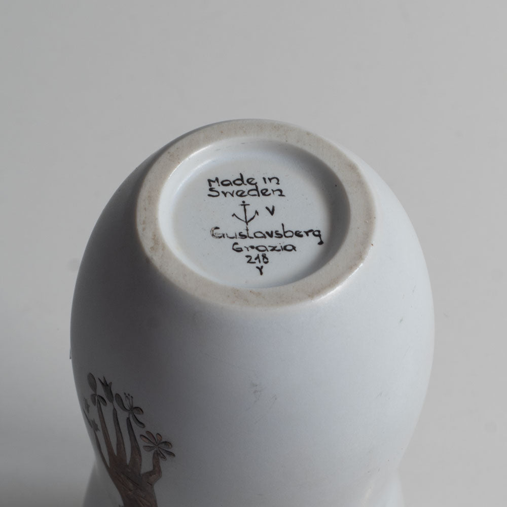 Stig Lindberg for Gustavsberg, "Grazia" stoneware vase with hand and flora L3000
