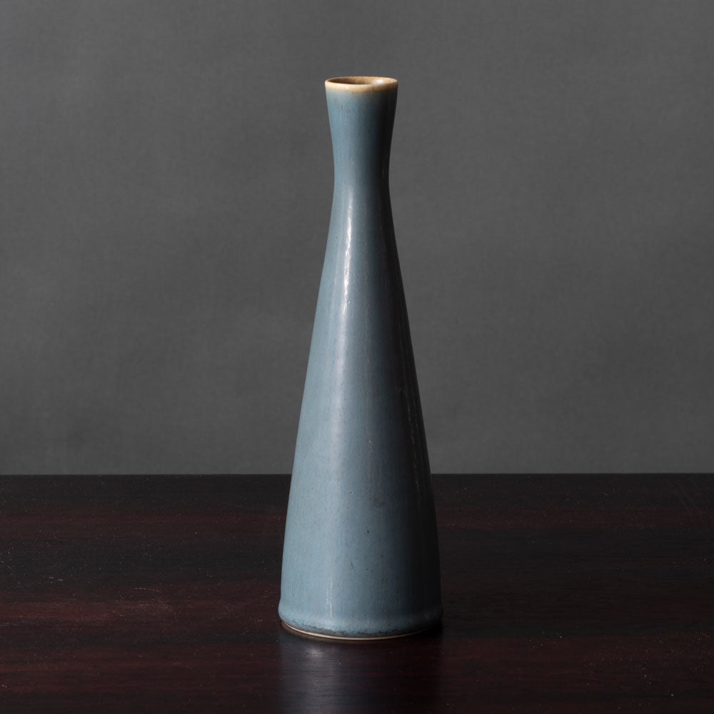 Per Linnemann Schmidt for Palshus, Denmark, stoneware vase with pale blue haresfur glaze K2266