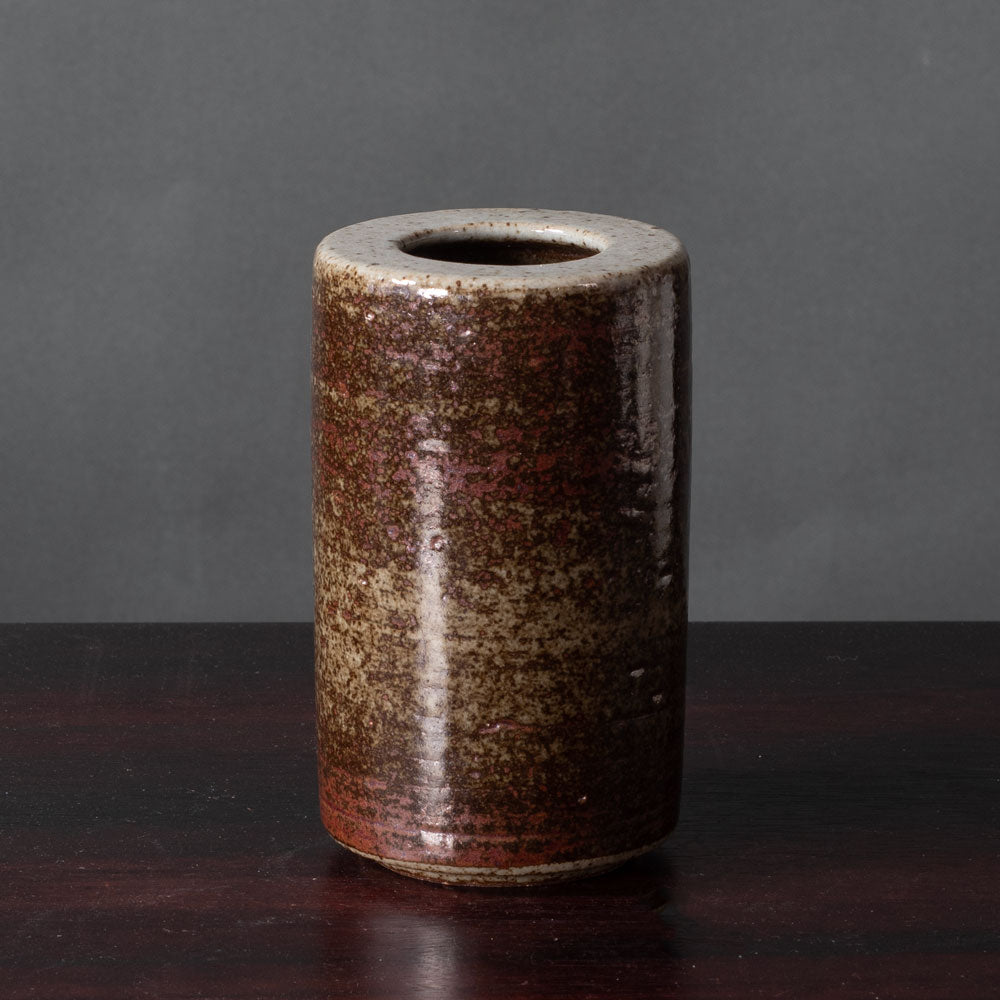 Per Linnemann-Schmidt for Palshus, Denmark, chamotte stoneware vase with brown glaze K2380