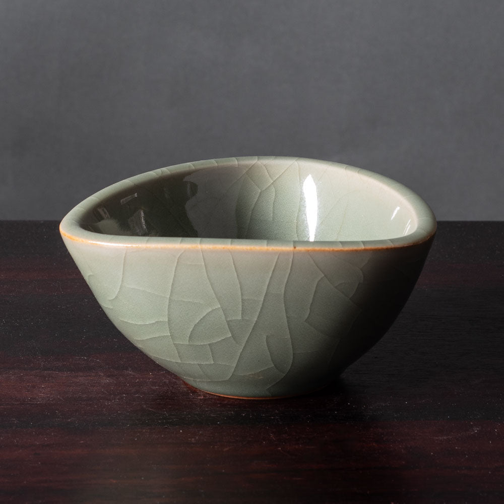Jais Nielsen for Royal Copenhagen, Denmark, bowl with Celadon glaze and portrait to interior N1238