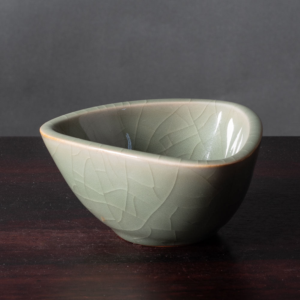 Jais Nielsen for Royal Copenhagen, Denmark, bowl with Celadon glaze and portrait to interior N1238