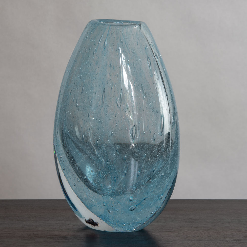 Asta Stromberg for Strombergshyttan, Sweden, large blue glass vase with internal bubbles H1556