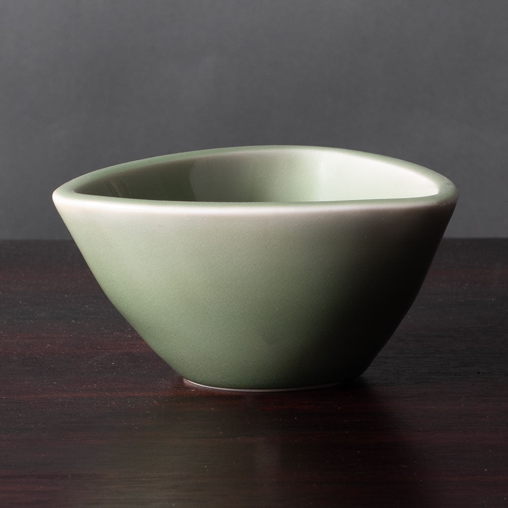 Jais Nielsen for Royal Copenhagen, Denmark, bowl with Celadon glaze and Leda and the Swan to interior N1237