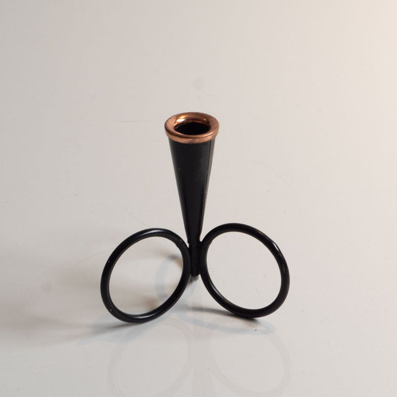 Gunnar Ander for Ystad-Metall, Sweden, small black painted metal candle holder J1411