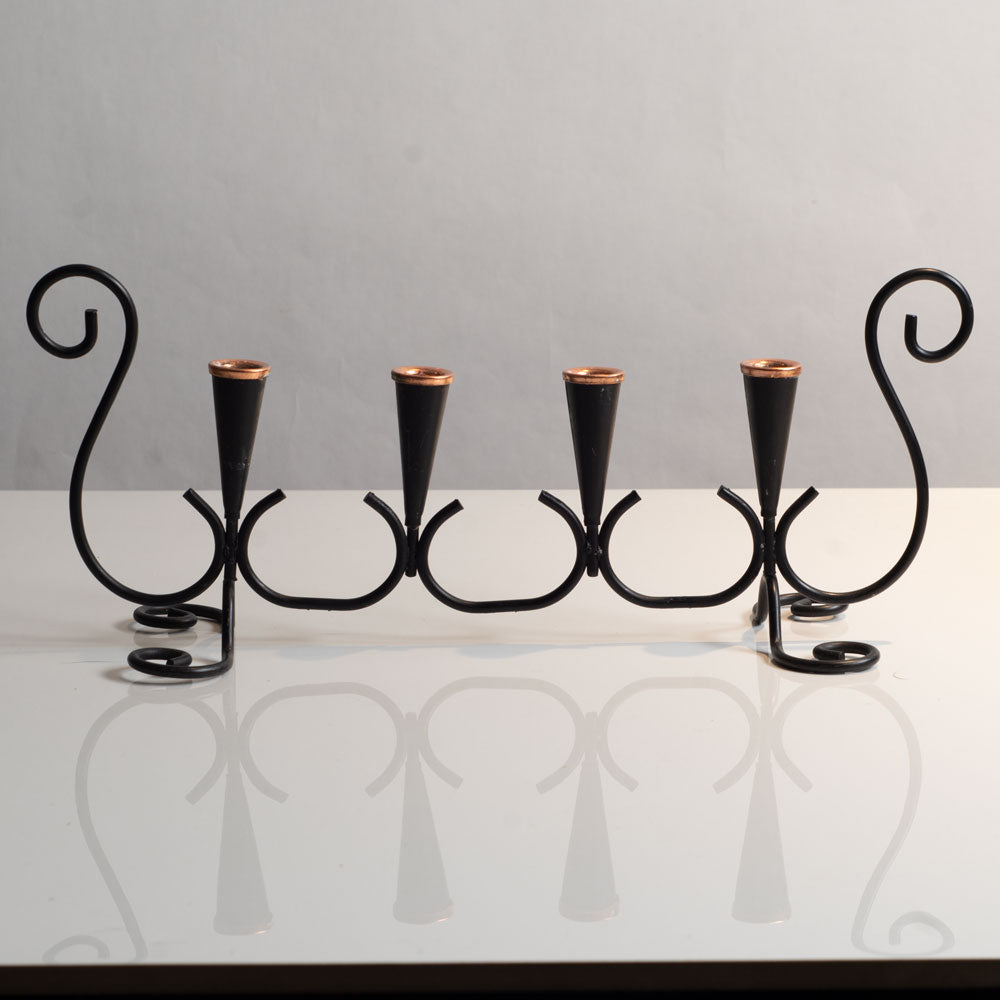 Gunnar Ander for Ystad-Metall, Sweden, black painted metal candelabra J1410