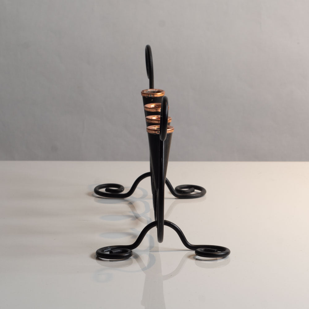 Gunnar Ander for Ystad-Metall, Sweden, black painted metal candelabra J1410