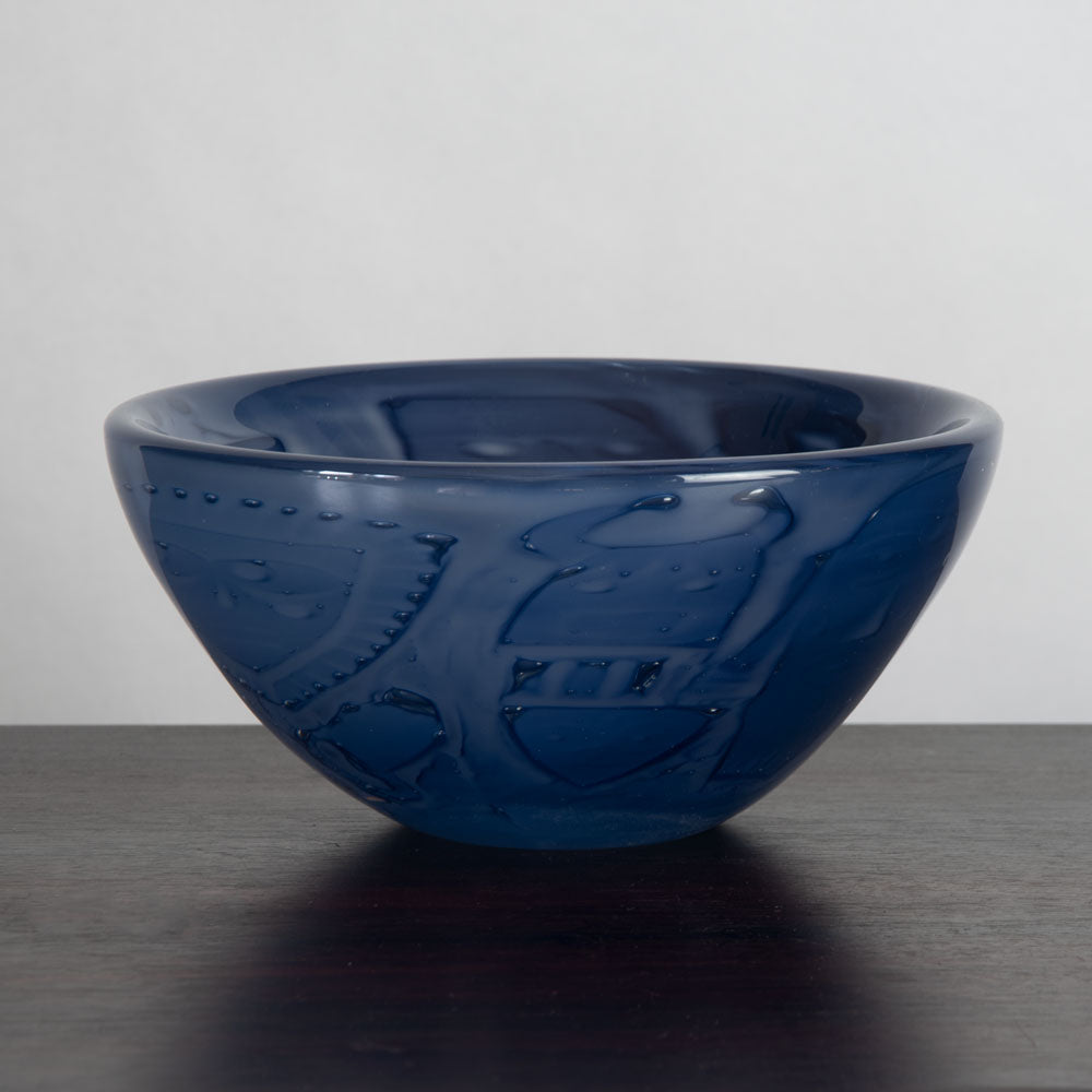 Ernest Gordon for Åfors, Sweden, blue glass "Graal" bowl N7590