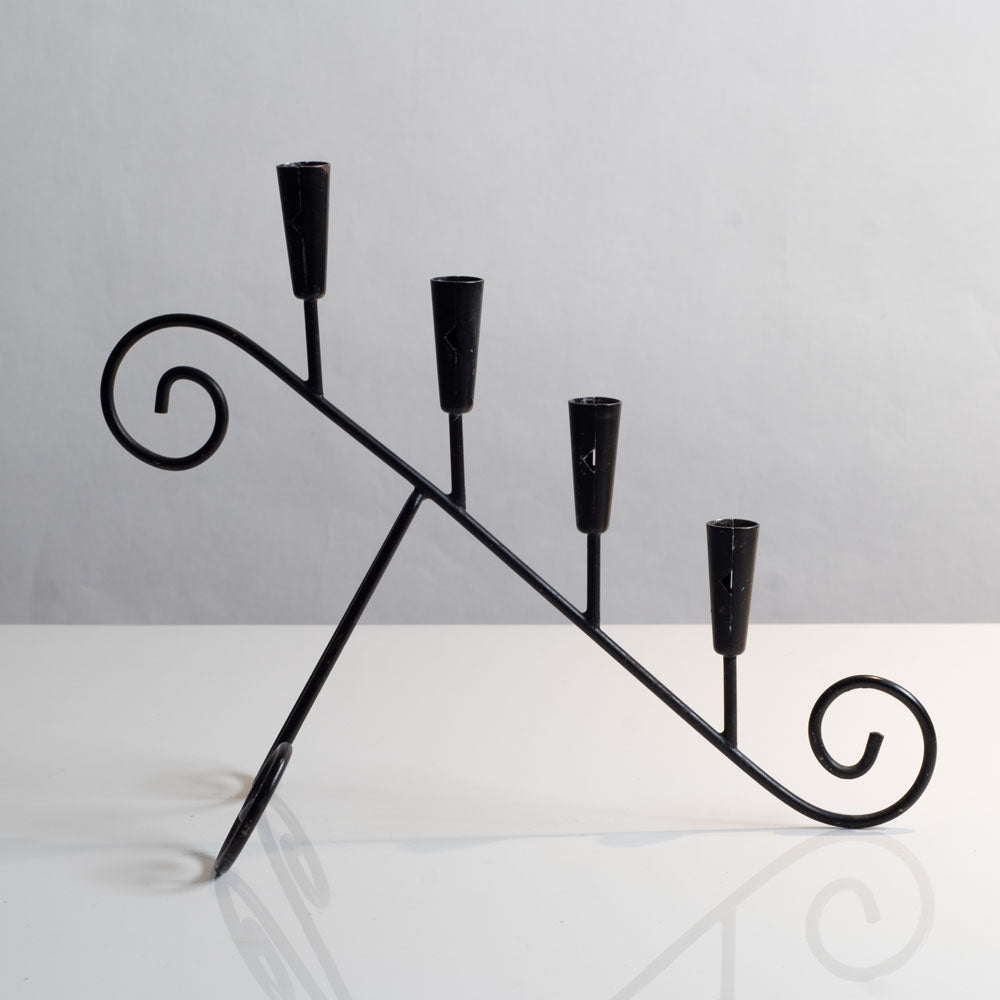 Gunnar Ander for Ystad-Metall, Sweden, black painted metal candelabra J1409