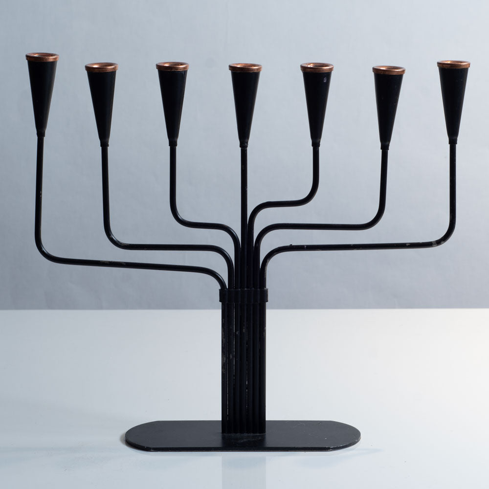 Gunnar Ander for Ystad Metall, Sweden, black painted metal candelabra J1407