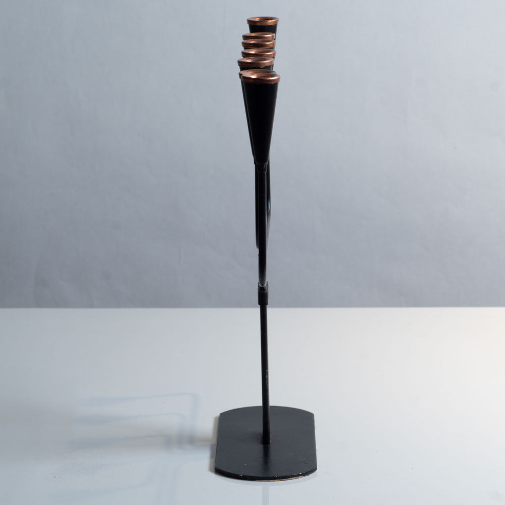 Gunnar Ander for Ystad Metall, Sweden, black painted metal candelabra J1407