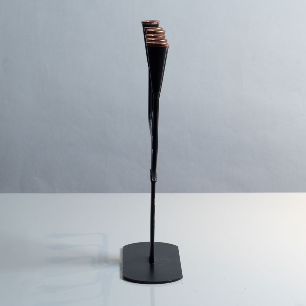 Gunnar Ander for Ystad Metall, Sweden, black painted metal candelabra J1407