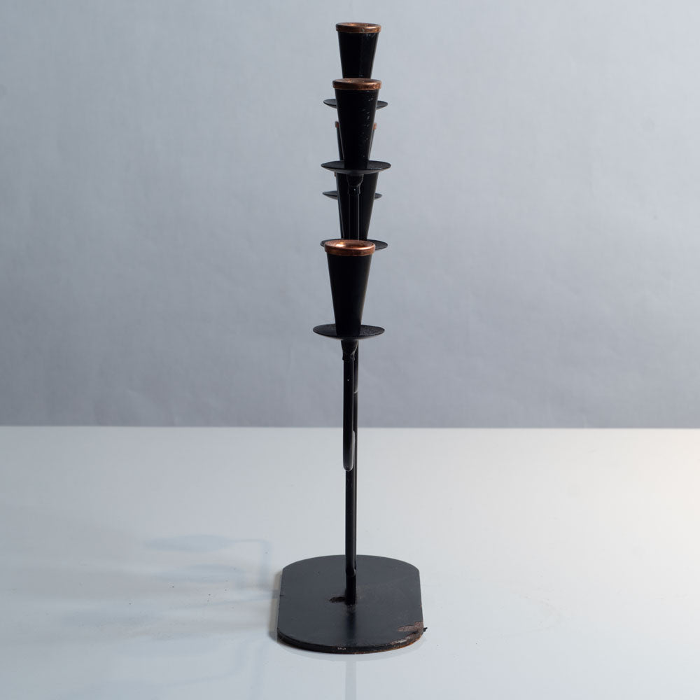 Gunnar Ander for Ystad Metall, Sweden, black painted metal candelabra J1408