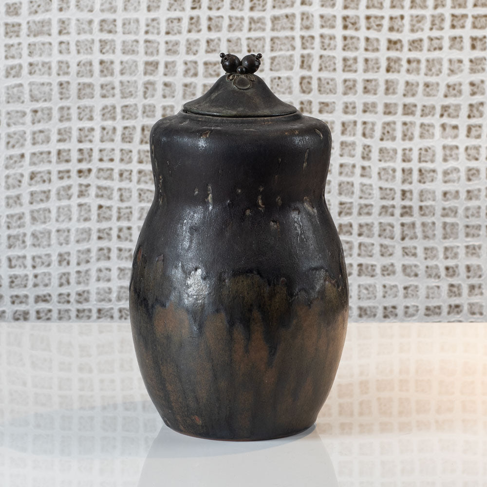 Carl Halier for Royal Copenhagen, Denmark, jar with bronze lid N5400