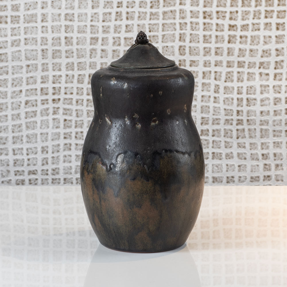 Carl Halier for Royal Copenhagen, Denmark, jar with bronze lid N5400