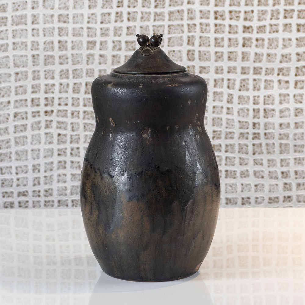 Carl Halier for Royal Copenhagen, Denmark, jar with bronze lid N5400