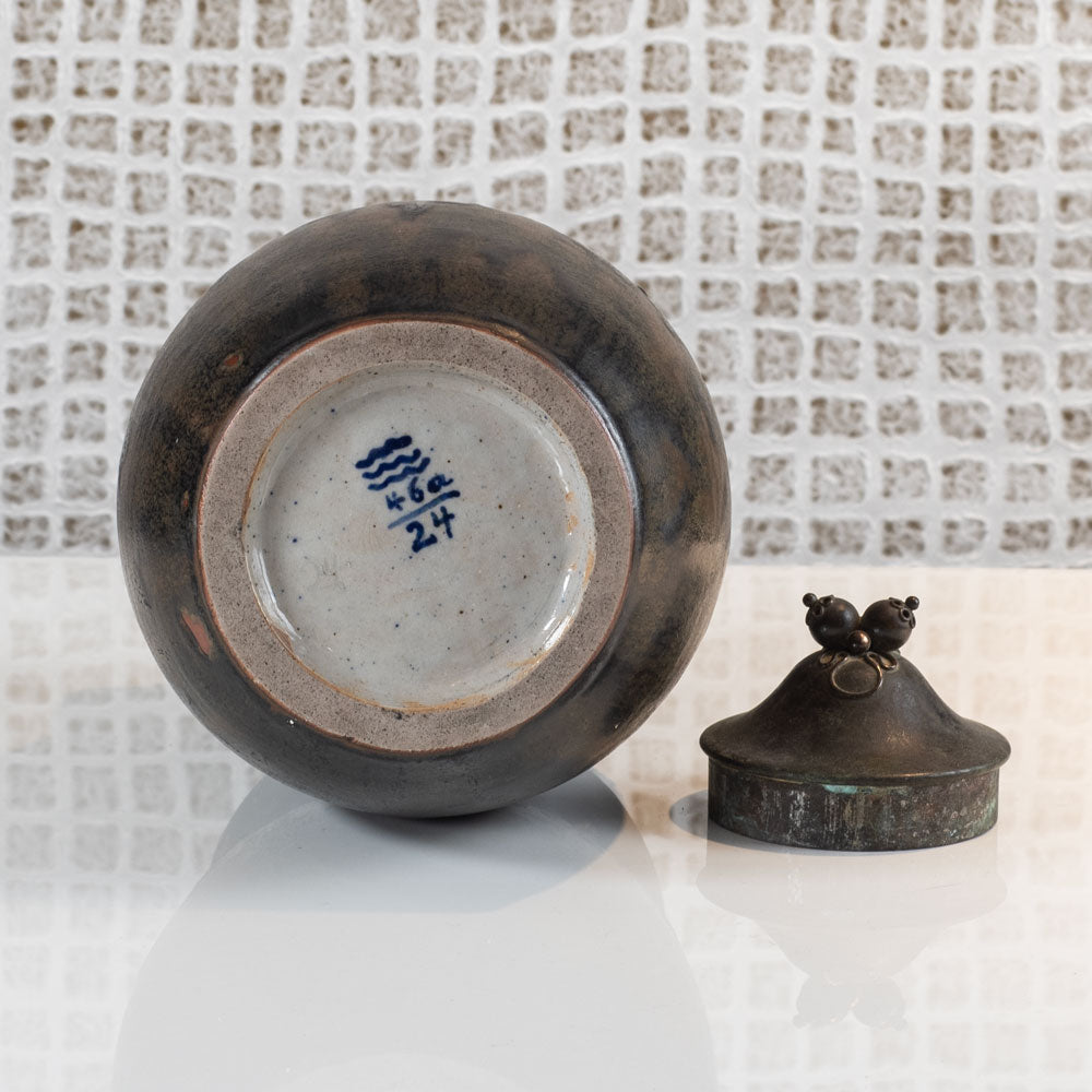 Carl Halier for Royal Copenhagen, Denmark, jar with bronze lid N5400