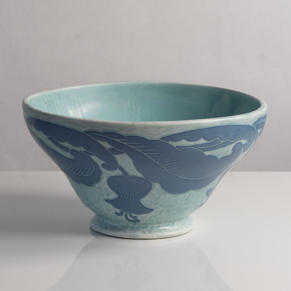 Josef Ekberg for Gustavsberg, Sweden, unique carved art nouveau stoneware bowl L3964