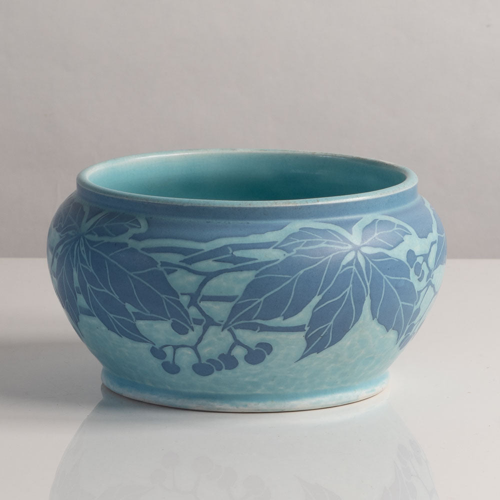 Josef Ekberg for Gustavsberg, Sweden, unique carved art nouveau stoneware bowl L3808